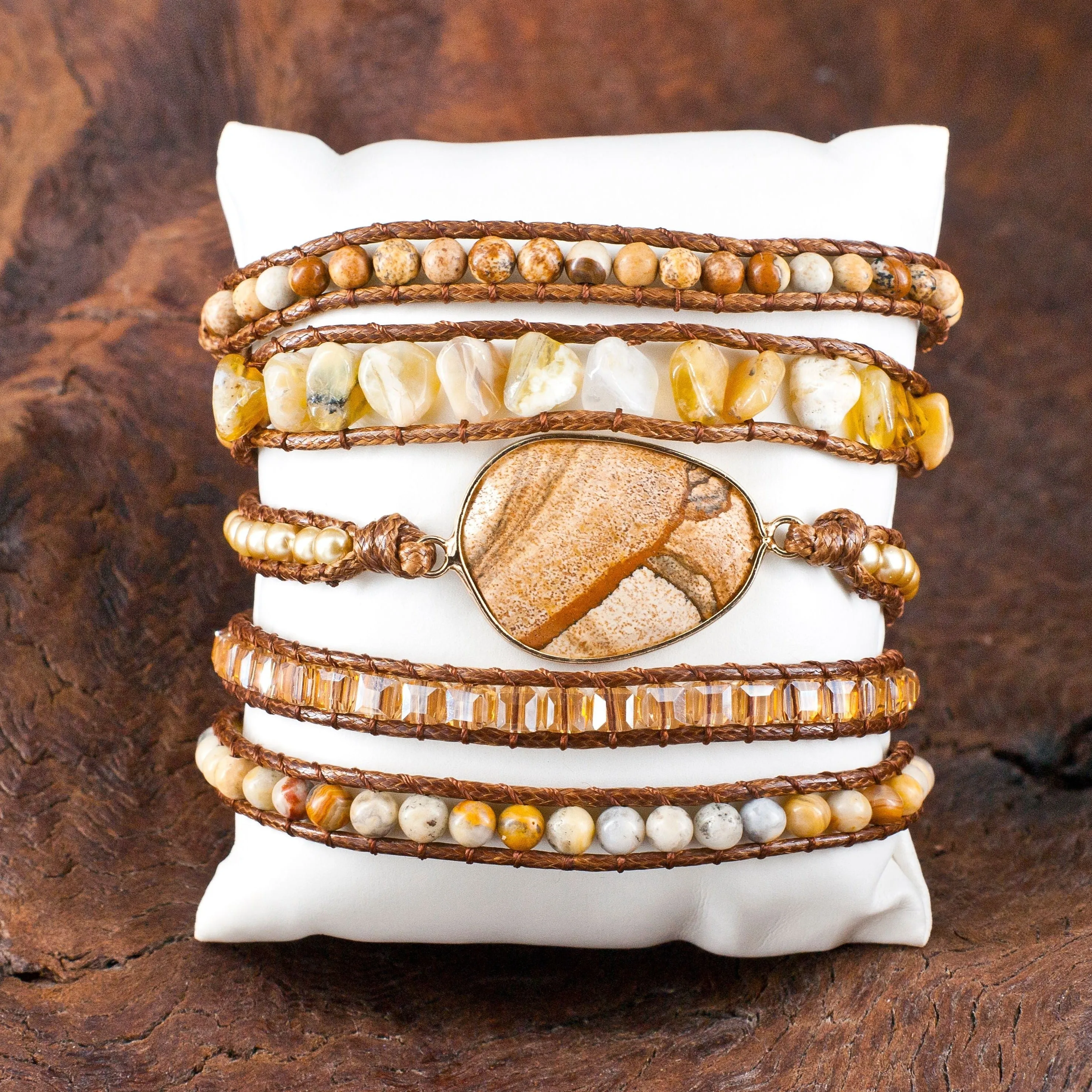 Boho & Mala Desert Jasper Stone Wrap Bracelet WB1008