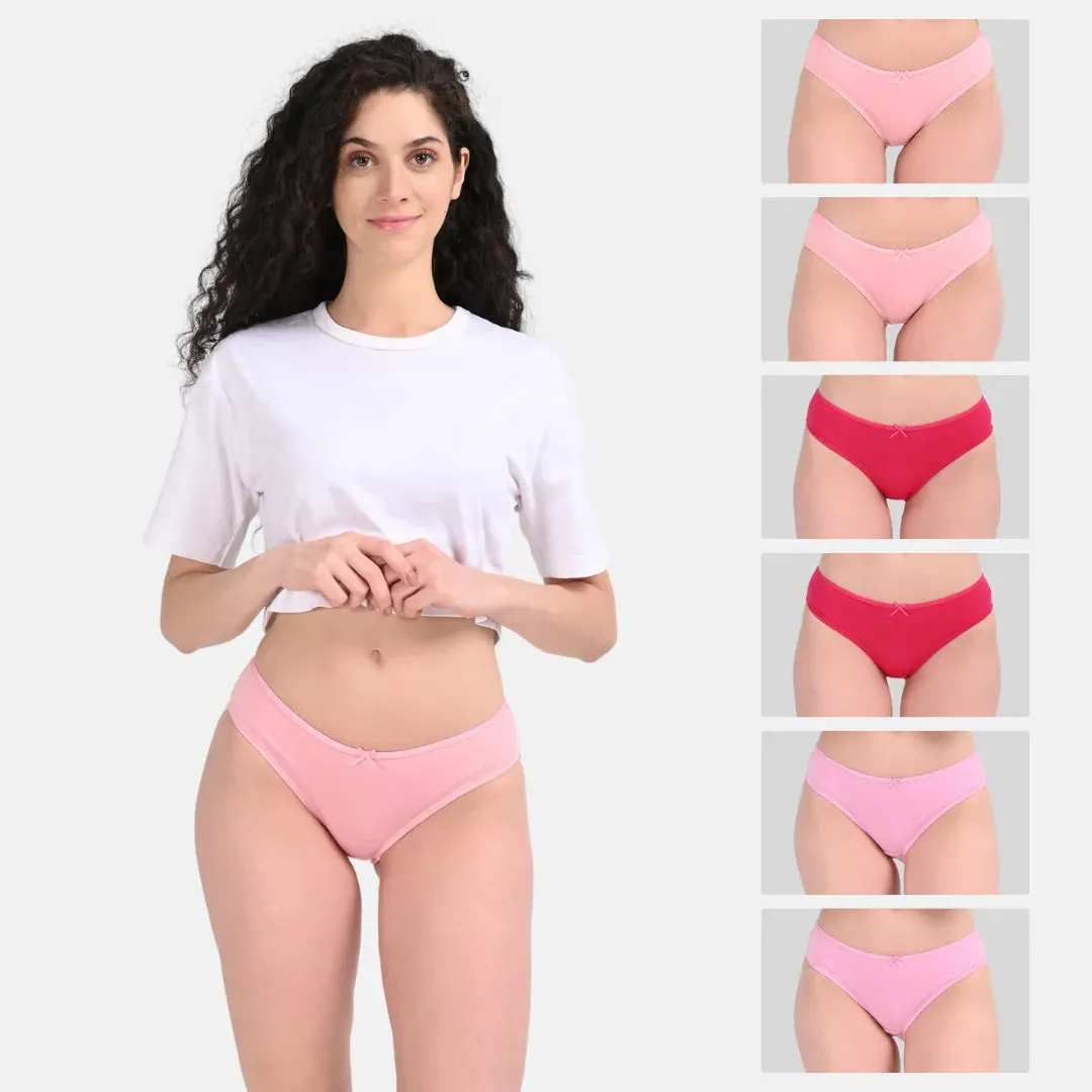 BrZee Bikinis | Lightweight Cotton-Elastane Fabric | Super Stretchy For Comfort | No Visible Panty Lines | Pack Of 6