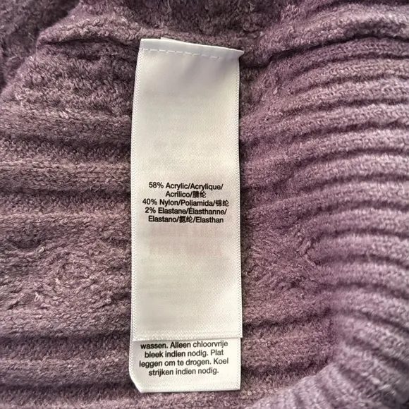DKNY SPORT Lavender Acrylic Cable Hoodie Pullover Sweater Size L