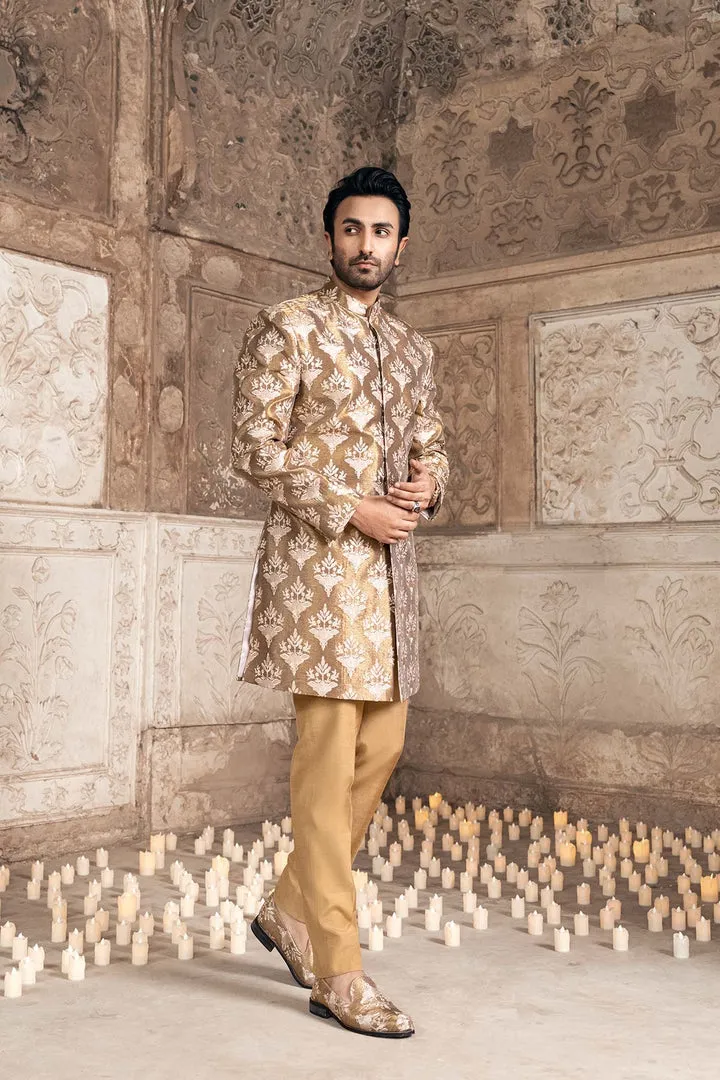 Gold Sherwani Dress for Pakistani Groom Dresses