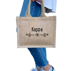 Kappa Kappa Gamma  Floral Burlap Sorority Tote Bag – Perfect for Greek Life and College