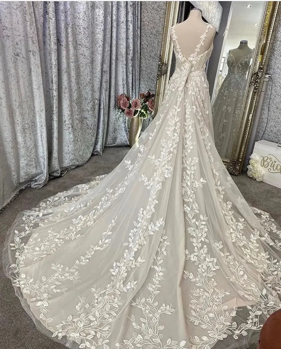 Lakshmigown Vestido Boho Chic Wedding Dress Vintage Lace Appliques Zipper Back Bridal Gowns 2023 Vestido Largo Boda