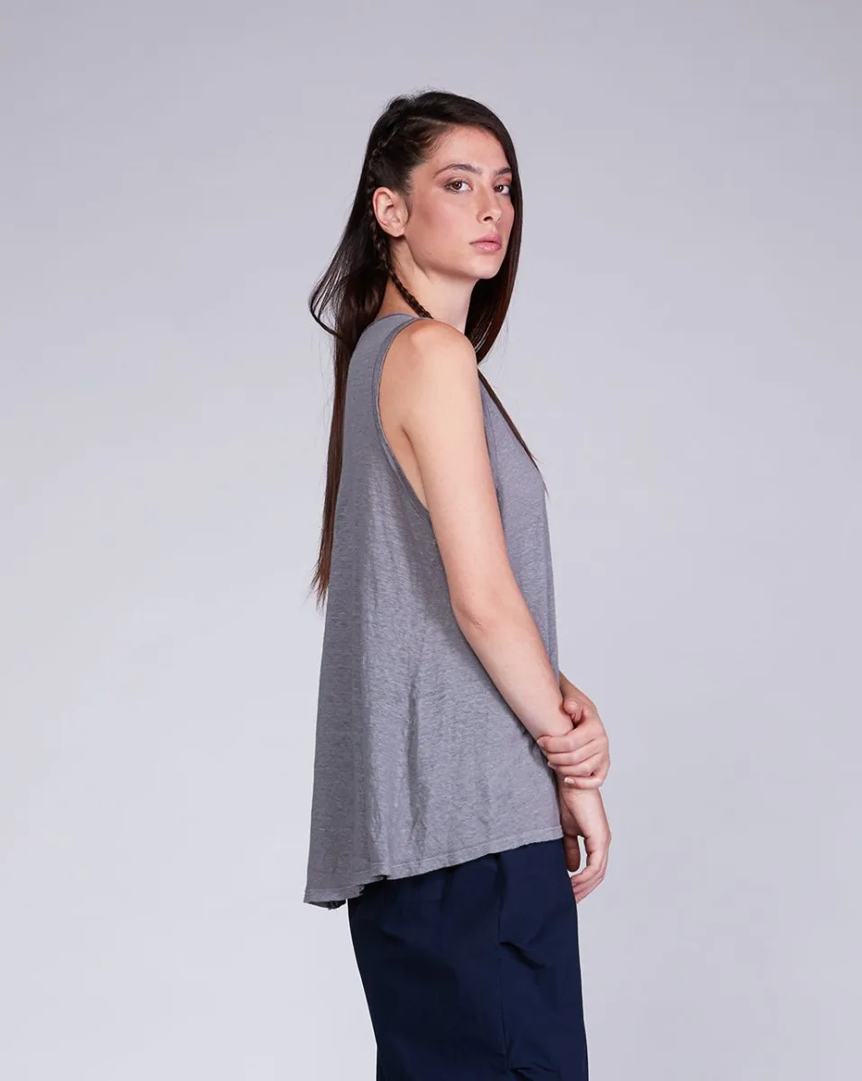 Linen V-Neck Flowy Hi-Lo Tank