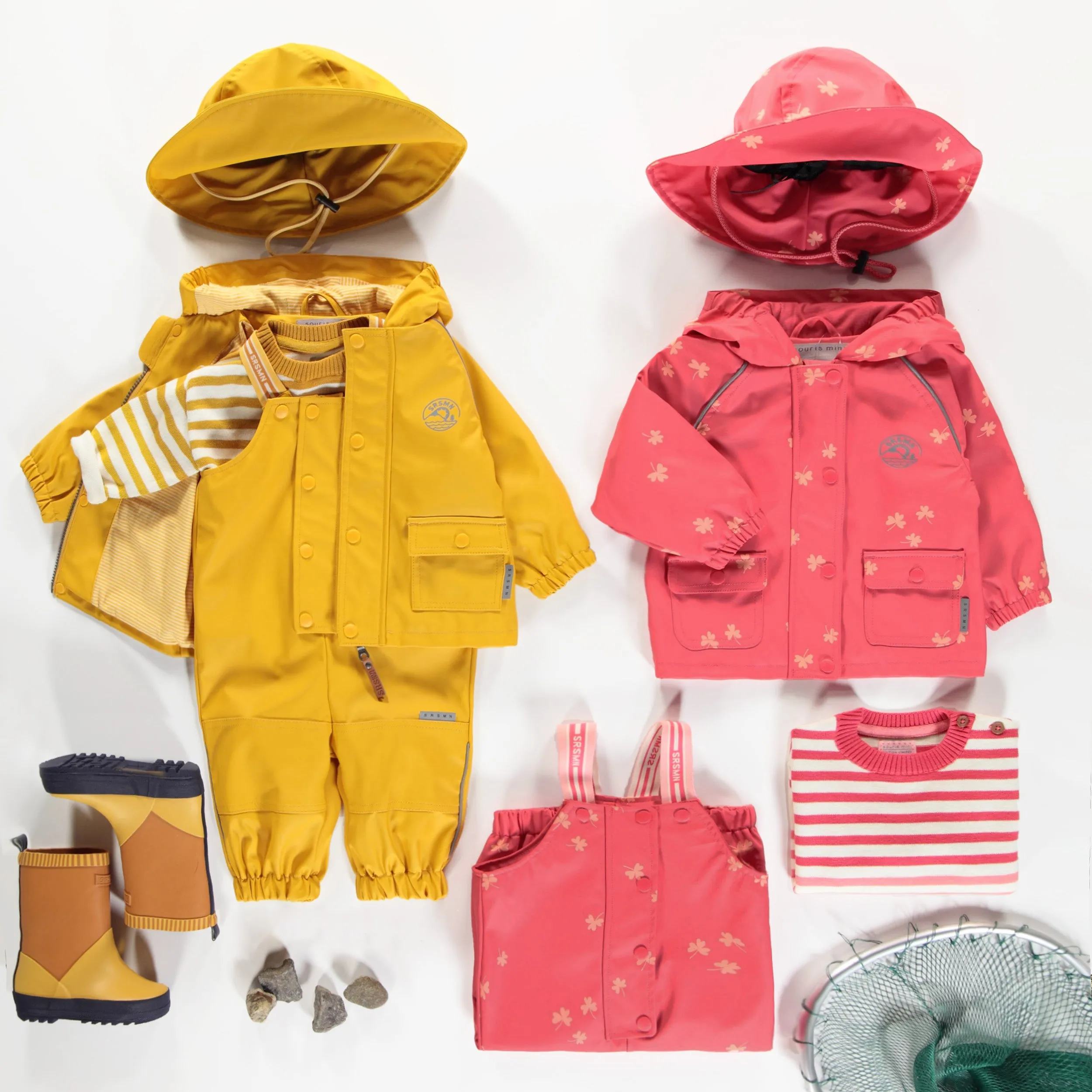 Manteau à capuchon imperméable jaune en polyuréthane, bébé || Yellow waterproof hooded coat in polyurethane, baby