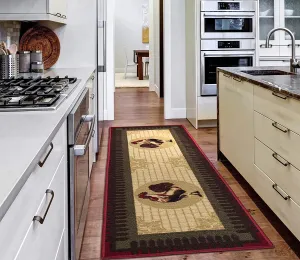 New Ottomanson Siesta Runner Rug, 20"X59", Beige Kitchen Rooster! Durable non-slip rubber backing which does not require rug gripper