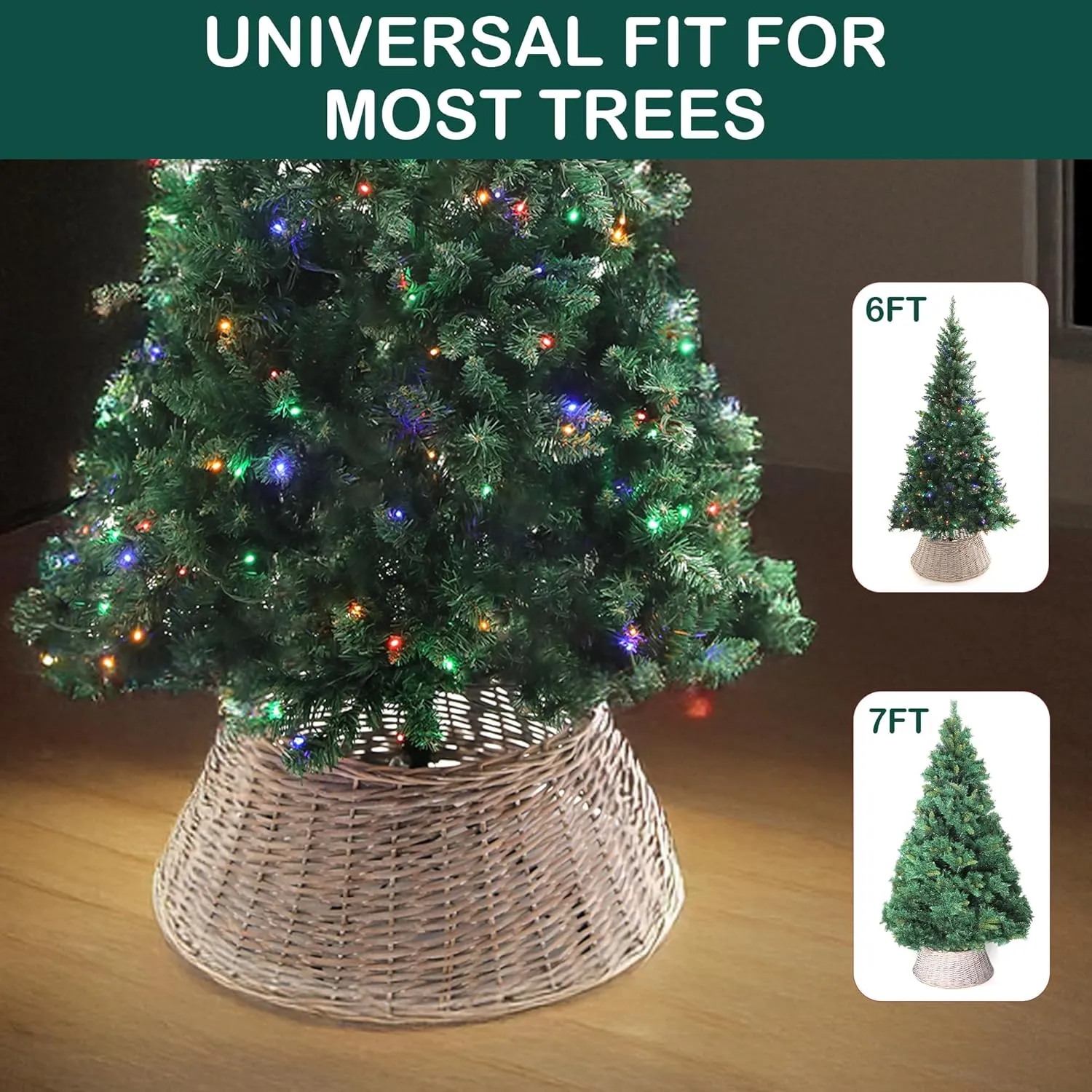 Olsen & Smith Christmas Tree Skirt - Festive Christmas Tree Base Cover Willow Xmas Tree Skirt 40x58x26 for Christmas Decorations - Durable Wicker Skirt for Christmas Trees