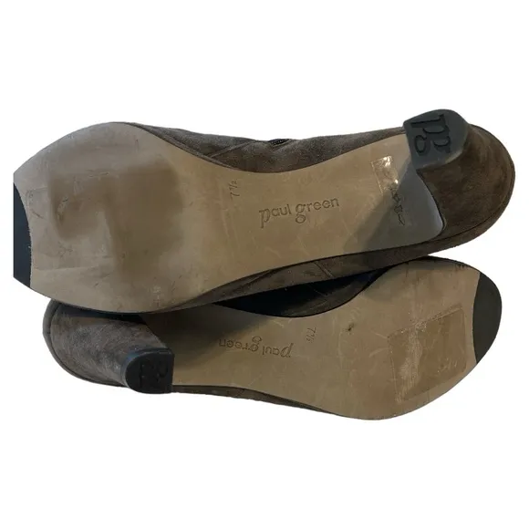 Paul Green Jazzy Heeled Ankle Booties Dark Gray/Taupe Suede Size 7.5