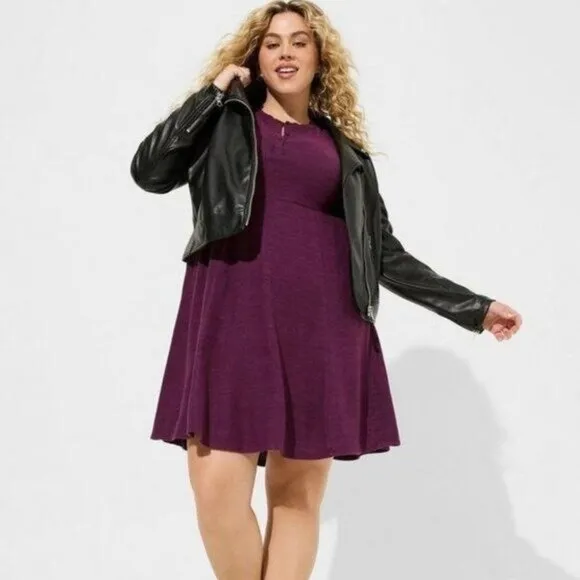 Torrid Mini Super Soft Plush Puff Sleeve Skater Dress Women's Plus Size 3X NWT